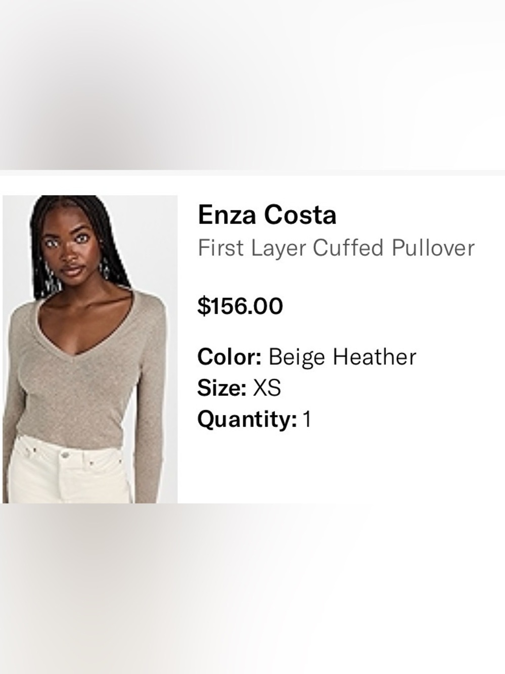 Enza Costa V-Neck Lightweight Sweater in Taupe - Picture 2 of 3